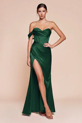 Audra Gown - One Shoulder Luxe Satin Corset Dress