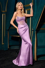 Becca Gown - Strapless Crystal & Satin Fitted Dress