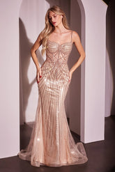 Versailles Gown - Metallic Fitted Pearl & Crystal Dress