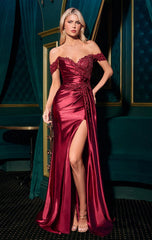 Charis Gown - Lace Corset Satin Dress