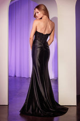 Anja Gown - Satin Strapless Gown With Lace Detailing