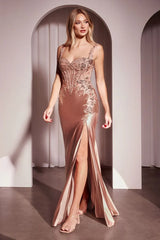 Melrose Gown - Fitted Satin & Lace Gown