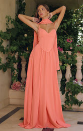 Effie Gown - A-Line Chiffon Dress With Scarf