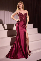 Alexis Gown - Satin & Lace Strapless Fitted Gown