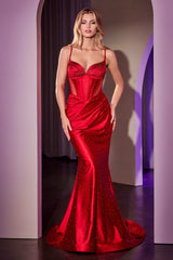 Luana Gown - Fitted Stretch Satin Hot Stone Dress