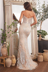 Celestial Gown - Silver Nude - Crystal Embellished Gown