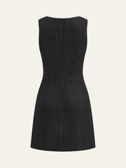 Tweed Sleeveless Button Mini Dress