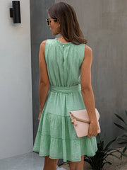 JuliaFashion - 2024 Solid Color Ruched Bow Short Party Beach Dress