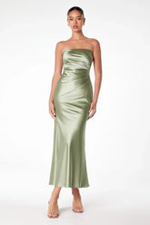 Ruthie Satin Strapless Maxi Dress