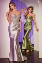 Claire Gown - Embellished Lace & Satin Fitted Gown