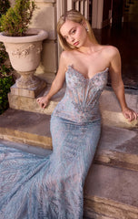 Elodie Gown - Strapless Dress With Floral Beadwork
