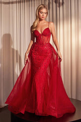 Odessa Gown - Beaded Fitted Gown With Overskirt