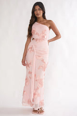 Luli One-Shoulder Cut-Out Maxi Dress Textured Blush