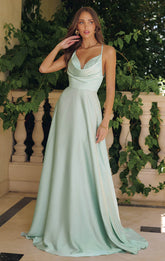 Willow Gown - A-Line Satin Dress With Cowl Neckline
