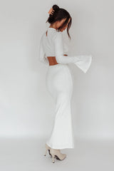 Shianne Long Sleeve Knit Maxi Dress White