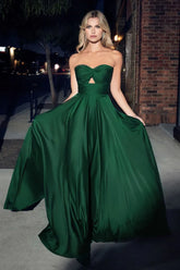 Madigan Gown - Strapless A-Line Soft Satin Keyhole Dress