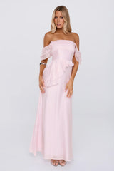 She's In Her Element Off Shoulder Maxi Dress Pink