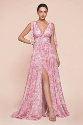 Eden Gown - Rose - Tie Strap A-Line Floral Printed Skirt