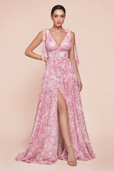 Eden Gown - Rose - Tie Strap A-Line Floral Printed Skirt