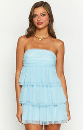 Elegeleges Multi-Color Strapless Party Mini Dress