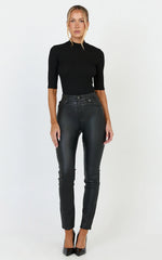 Whinnie Jeans - High Waist Skinny Coated Denim Jeans in Black