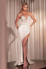 Desirae Gown - Off White - Strapless Fitted Lace Dress