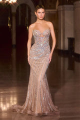 Keisha Gown - Beaded Mermaid Dress With Lace Up Back