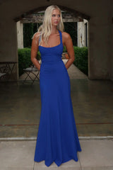 Alara Lace-Up Back Maxi Dress - Navy