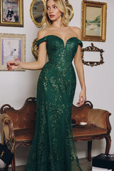 Helena Gown - Off The Shoulder Sequin Lace Formal Dress