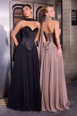 Nigella Gown - Corset A-Line Formal Dress With Scarf