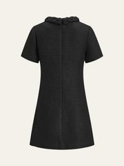 Tweed Braided Rope Collar Short Sleeve Dress