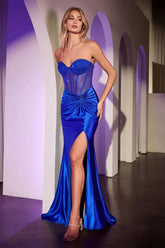Preston Gown - Strapless Fitted Satin & Hot Stone Dress
