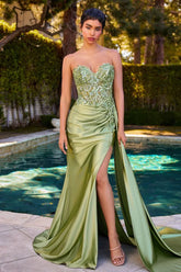 Ireland Gown - Strapless Sweetheart Fitted Satin Dress