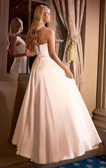 Cosima Gown - Luxe Satin A-Line Corset Dress - Off White