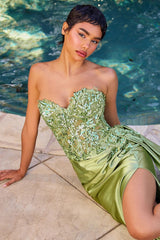 Ireland Gown - Strapless Sweetheart Fitted Satin Dress