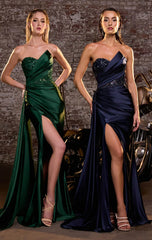 Charlize Gown - Draped Satin Evening Dress