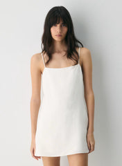 Sixth Dress -Linen squareneck mini dress