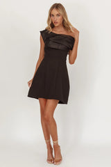 Vienna Nights Off-Shoulder A-Line Mini Dress Black