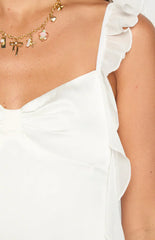 Elegeleges White Satin Mini Dress