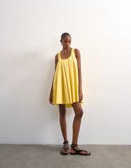 Topshop poplin full hem pleated mini sundress in lemon