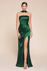 Nicolette Gown - Strapless Luxe Satin Dress & Scarf