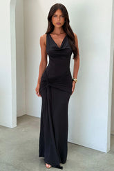 Catherine Cowl Neck Maxi Dress - Black