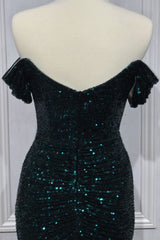 Fallon Gown - Lapis Blue - Off The Shoulder Ruched Sequin Gown