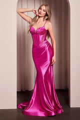 Alice Gown - Glitter Dusted Fitted Stretch Satin Dress