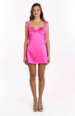 Elegeleges Hot Pink Satin Mini Dress