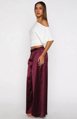 Always Punctual Wide Leg Pants Wine