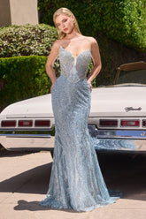 Ezra Gown - Strapless Crystal Corset Glitter Gown