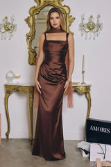 Toby Maxi - Satin Dress With Lace Up Back & Scarf