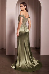 Rosaline Gown - Floral Detail Off-The-Shoulder Dress