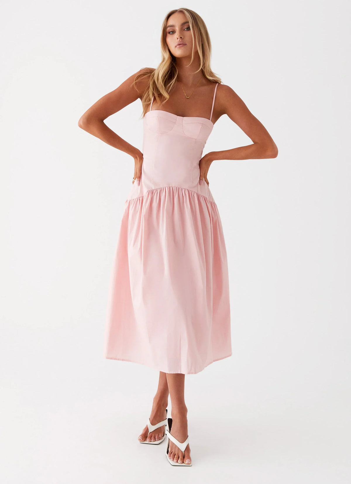 Yvette Corset Midi Dress Pink